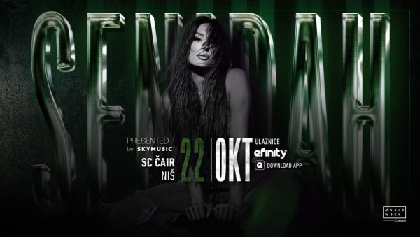 SKYMUSIC & MUSIC WEEK CONCERTS ПРЕДСТАВЉА: SENIDAH хала “Чаир” - 22. октобар, велики солистички концерт