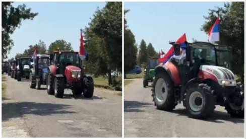TRAKTORSKA KOLONA OKIĆENA TROBOJKAMA: Bogatić čeka predsednika Vučića (VIDEO)