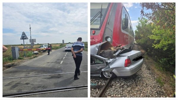 ПРВЕ ФОТОГРАФИЈЕ НЕСРЕЋЕ НА ПРУЗИ: Воз налетео на аутомобил код Оџака (ФОТО)